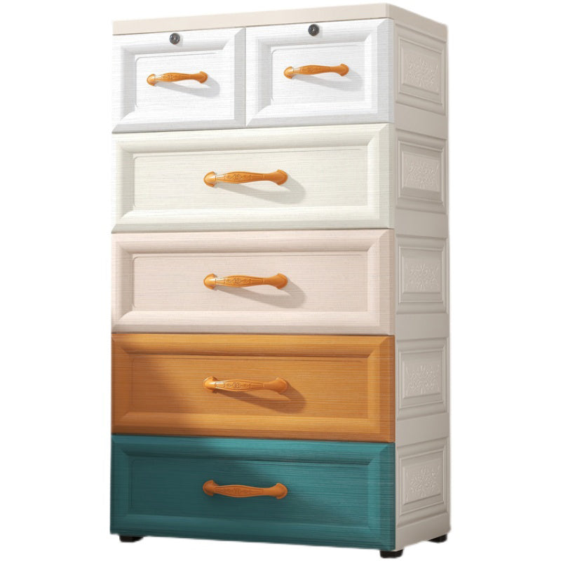 Scandinavian Vertical Kids Dressers Plastic Nursery Dresser with Drawers for Home