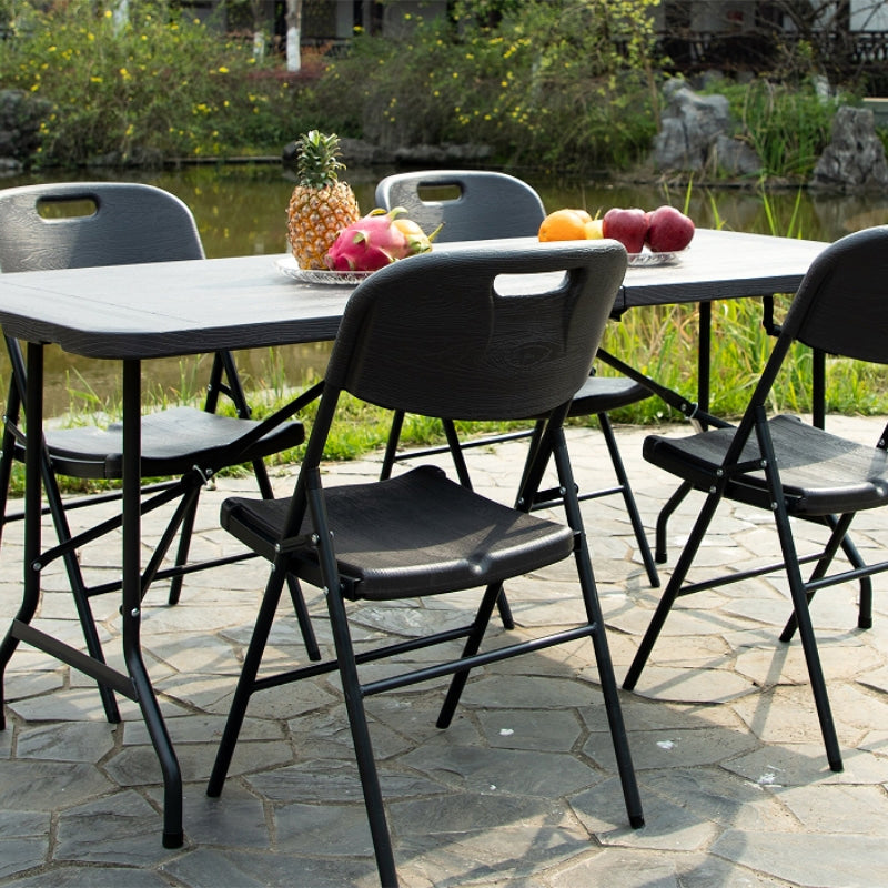 Modern Foldable Patio Table with Metal Frame Outdoor Plastic Camping Table