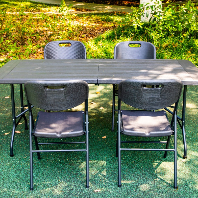 Modern Foldable Patio Table with Metal Frame Outdoor Plastic Camping Table