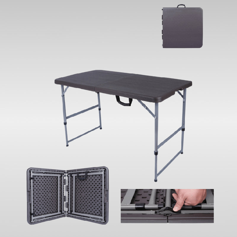 Modern Foldable Patio Table with Metal Frame Outdoor Plastic Camping Table