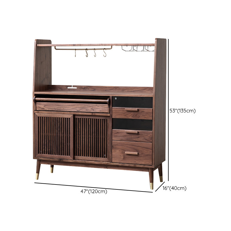 Espresso Dining Buffet with Sliding Door Solid Wood Dining Server