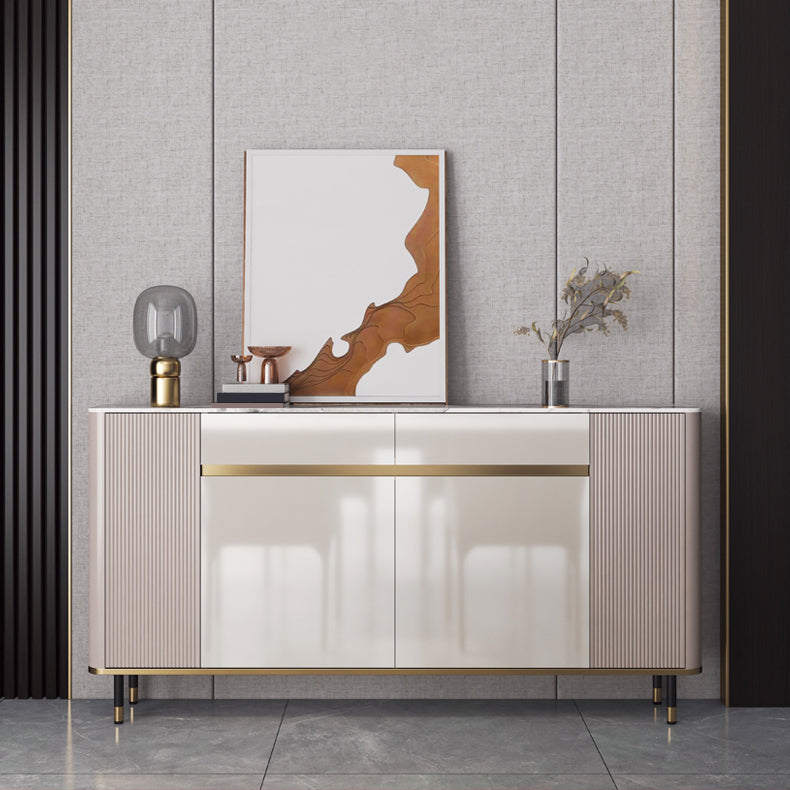 Glam Sideboa Stone Adjustable Shelving Side Board with Cabinets and Drawers