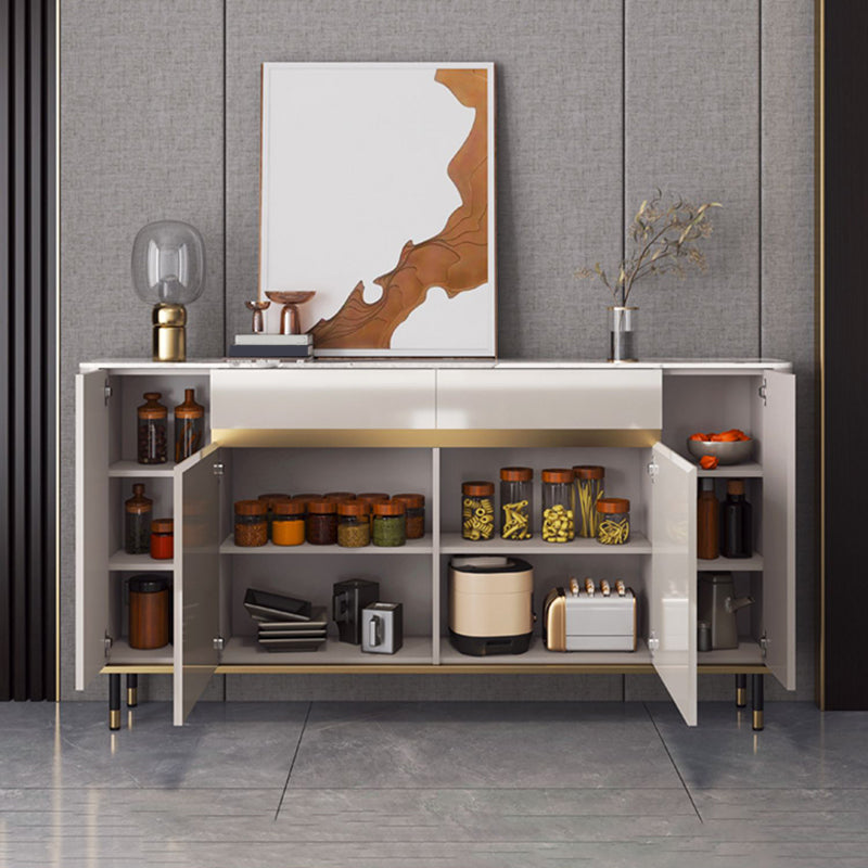 Glam Sideboa Stone Adjustable Shelving Side Board with Cabinets and Drawers