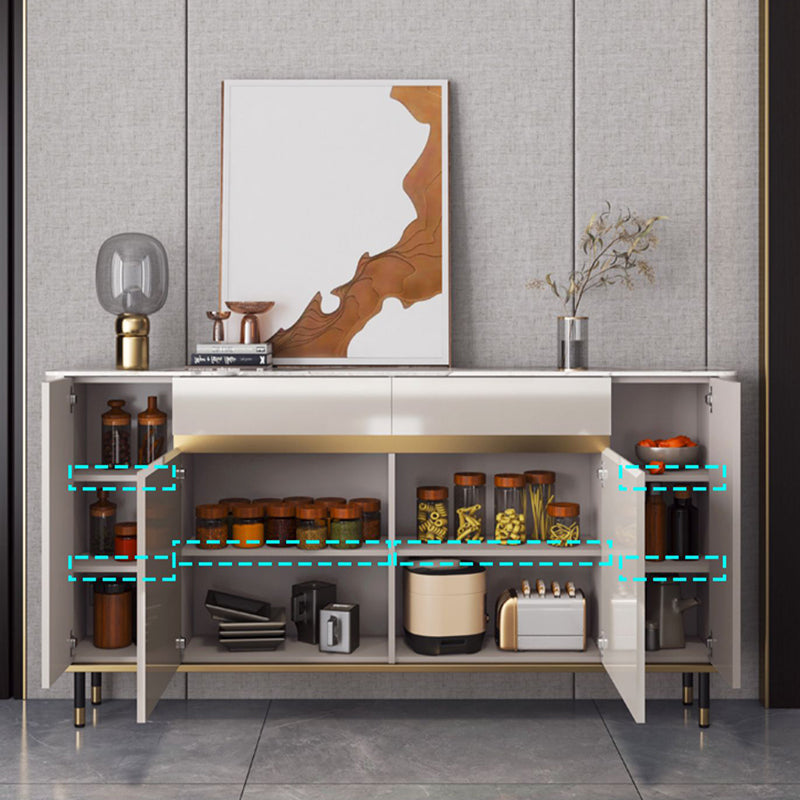 Glam Sideboa Stone Adjustable Shelving Side Board with Cabinets and Drawers