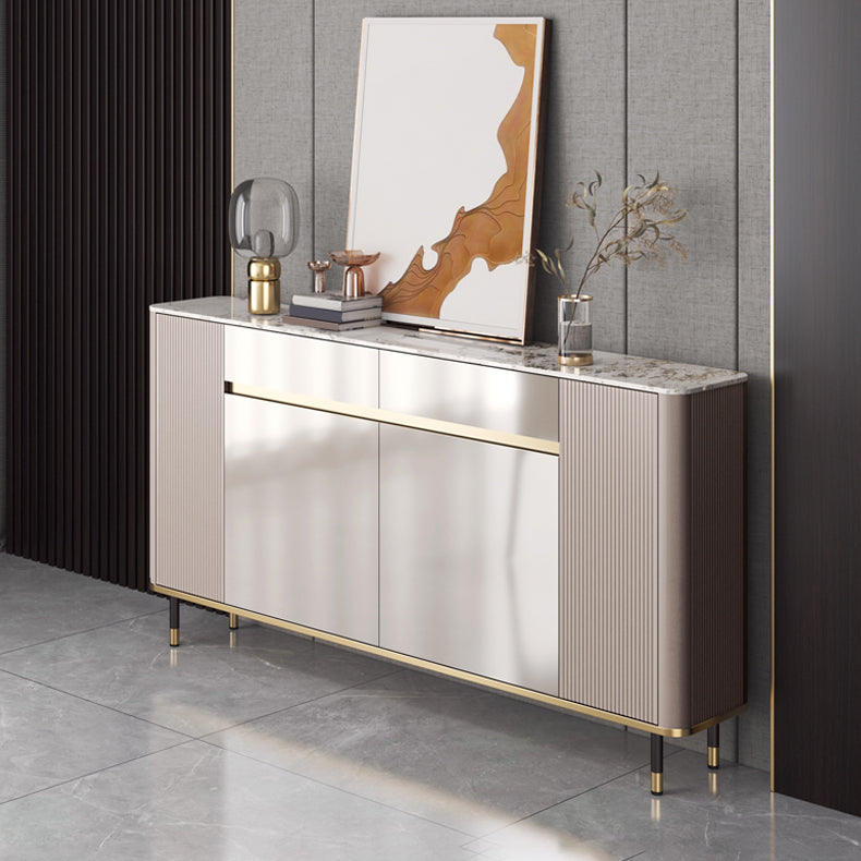 Glam Sideboa Stone Adjustable Shelving Side Board with Cabinets and Drawers