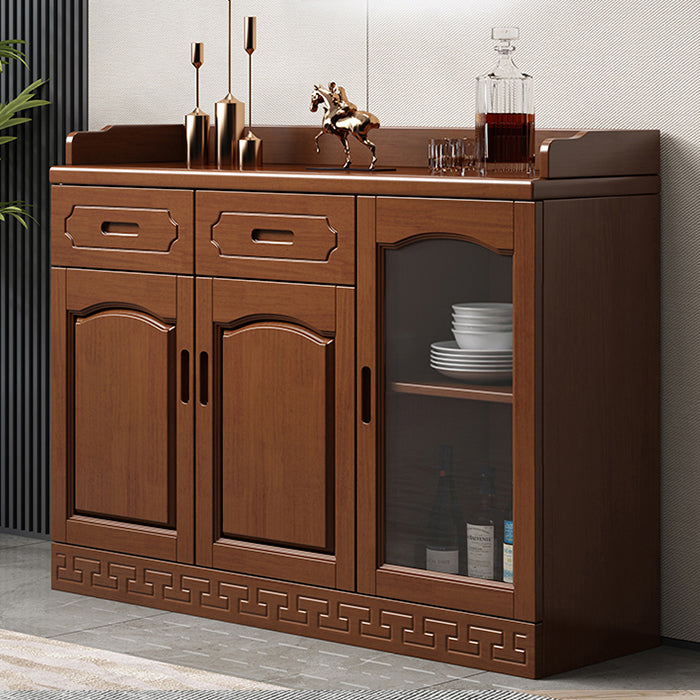 Contemporary Sideboa Wood Glass Doors Side Board with Drawers and Cabinets