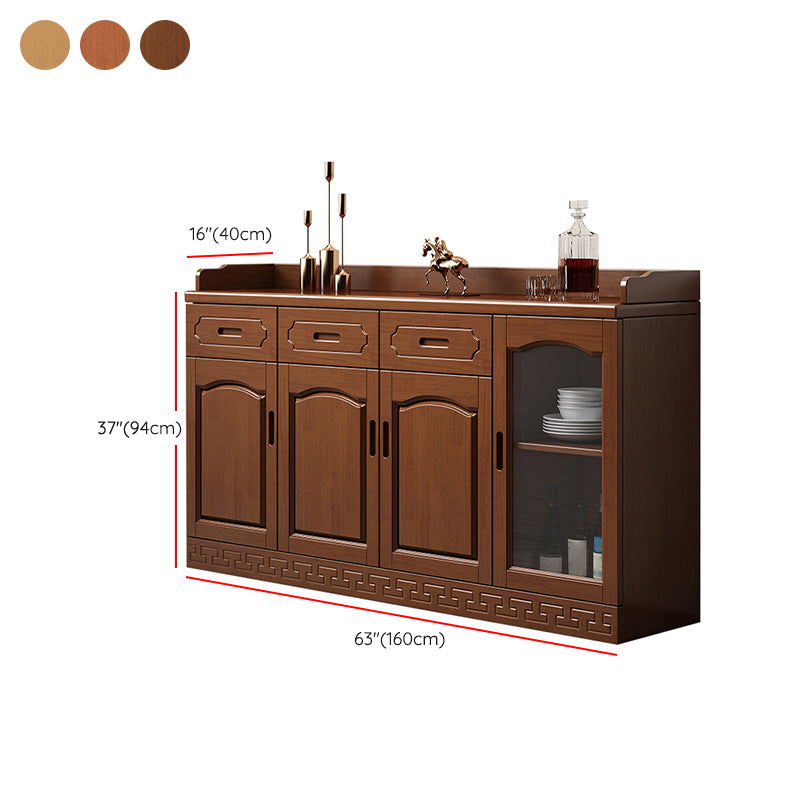 Contemporary Sideboa Wood Glass Doors Side Board with Drawers and Cabinets