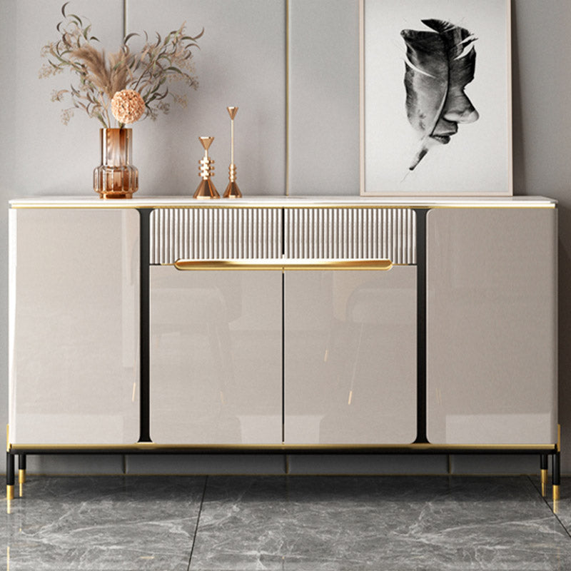 Glam Style Sideboard Stone Top Kitchen Sideboard with 2 Drawers