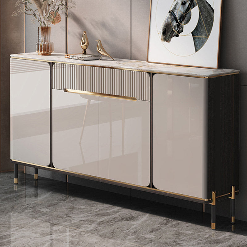 Glam Style Sideboard Stone Top Kitchen Sideboard with 2 Drawers