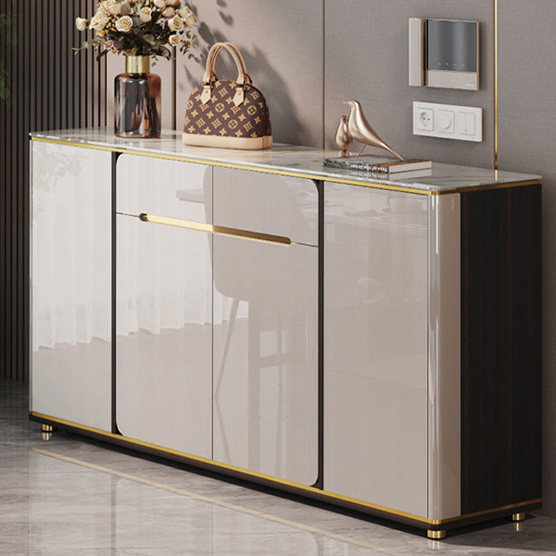 Glam Style Sideboard Stone Top Kitchen Sideboard with 2 Drawers