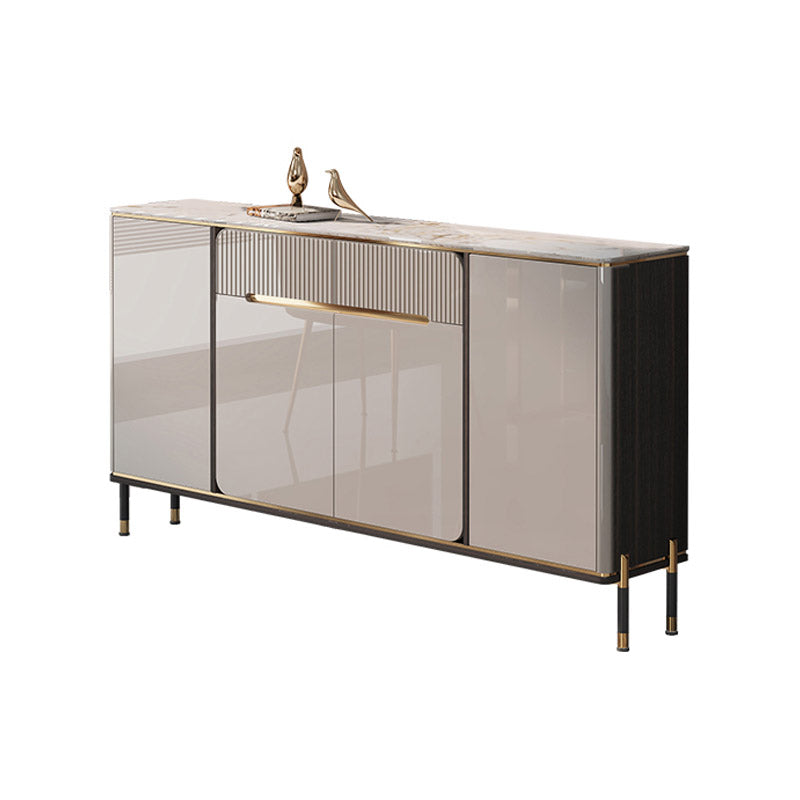 Glam Style Sideboard Stone Top Kitchen Sideboard with 2 Drawers