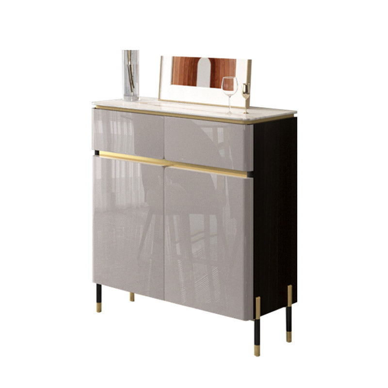 Glam Style Sideboard Stone Top Kitchen Sideboard with 2 Drawers