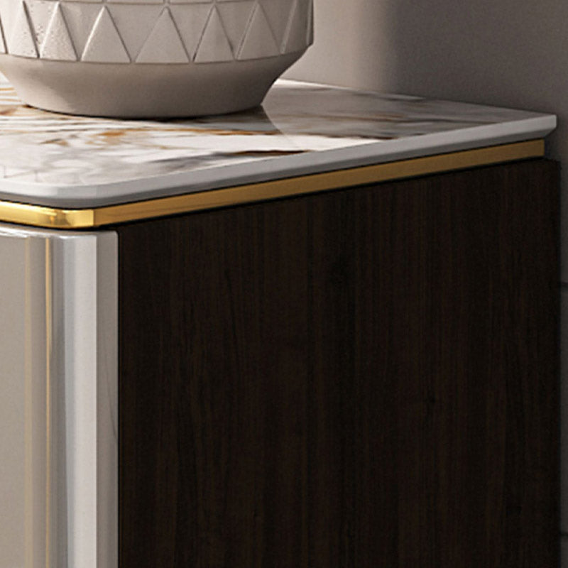 Glam Style Sideboard Stone Top Kitchen Sideboard with 2 Drawers