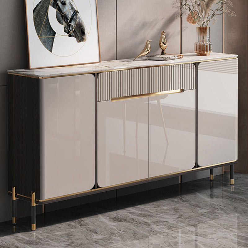 Glam Style Sideboard Stone Top Kitchen Sideboard with 2 Drawers