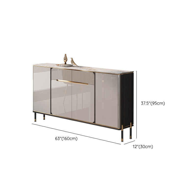 Glam Style Sideboard Stone Top Kitchen Sideboard with 2 Drawers