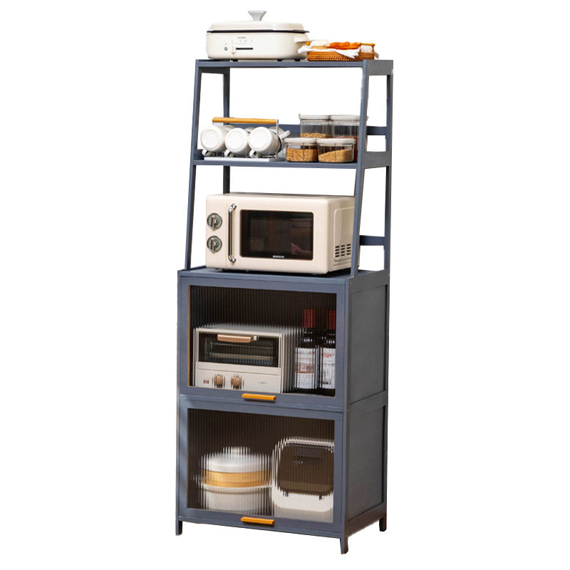 Modern Acrylic Doors Dining Server Gray Wood Server with Open Storage