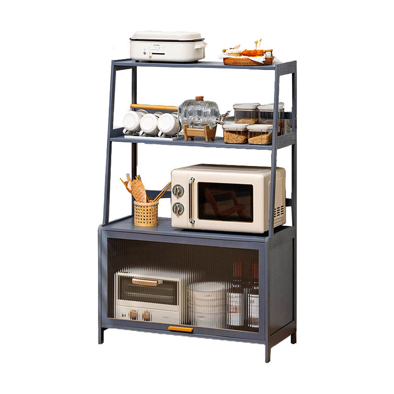 Modern Acrylic Doors Dining Server Gray Wood Server with Open Storage