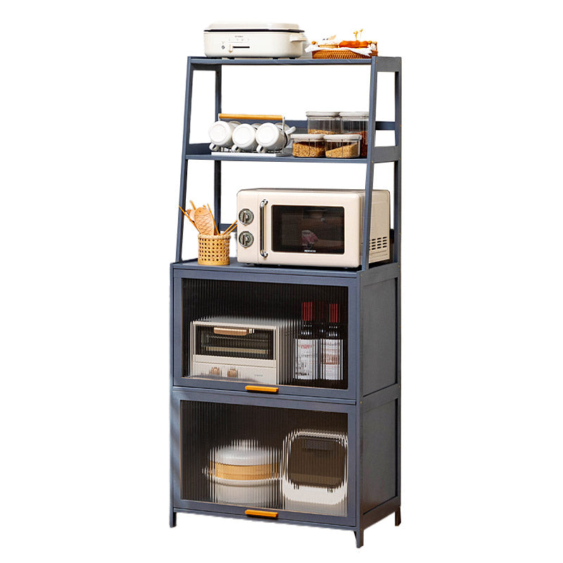 Modern Acrylic Doors Dining Server Gray Wood Server with Open Storage