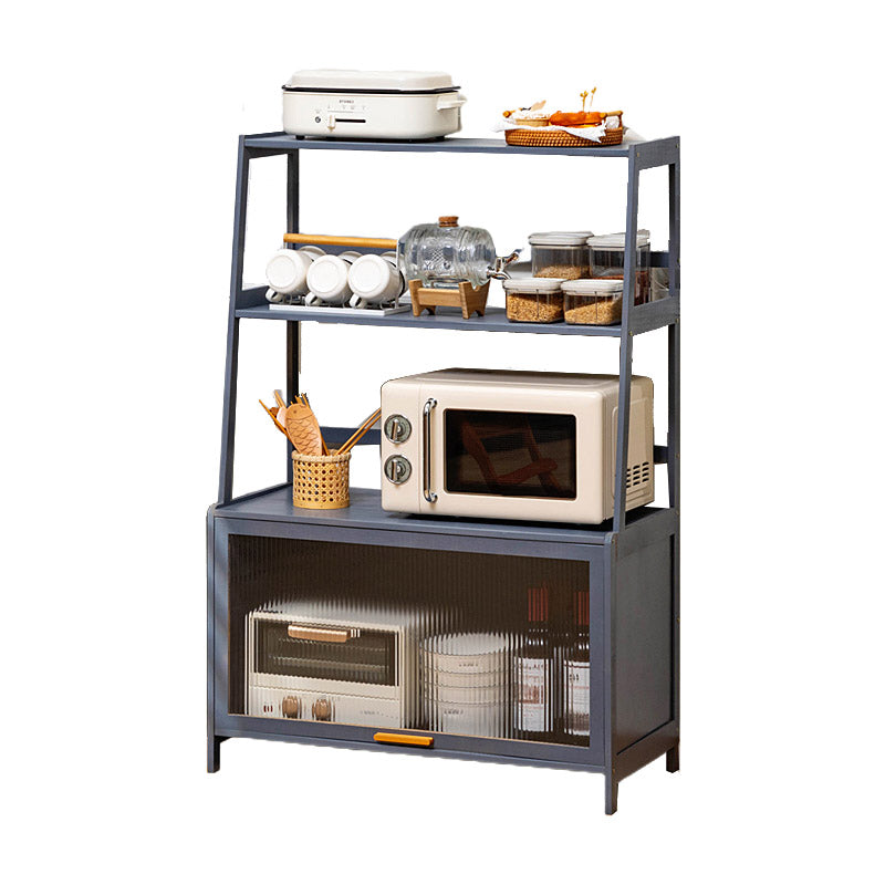 Modern Acrylic Doors Dining Server Gray Wood Server with Open Storage