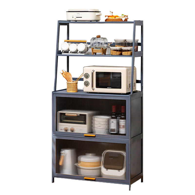 Modern Acrylic Doors Dining Server Gray Wood Server with Open Storage