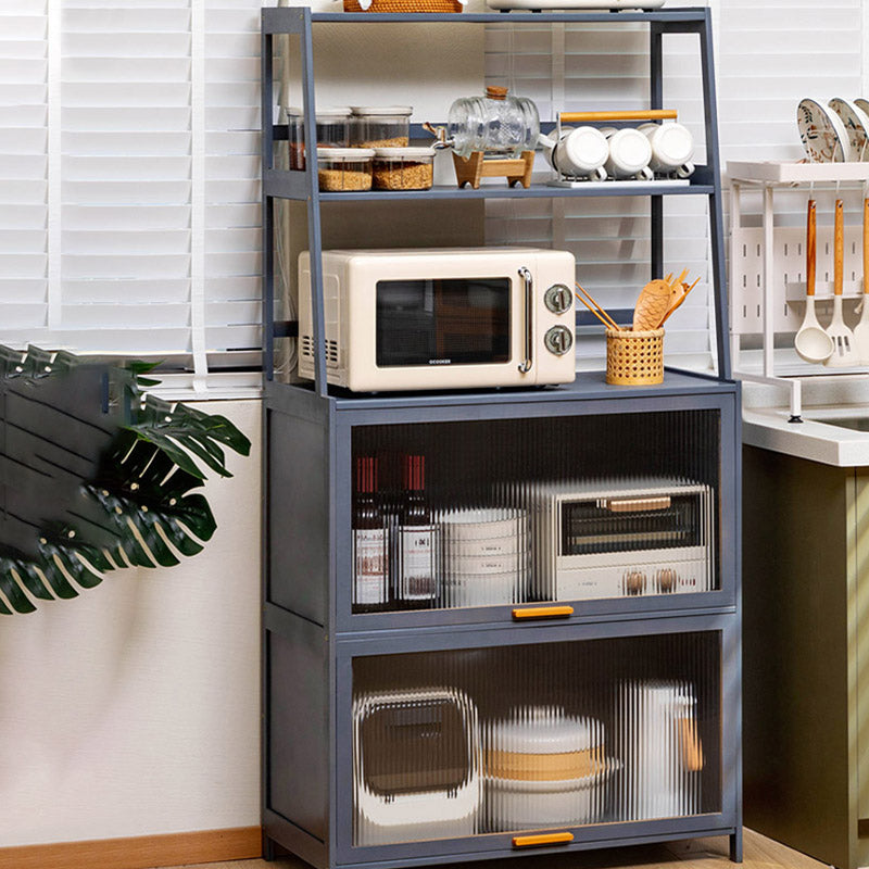 Modern Acrylic Doors Dining Server Gray Wood Server with Open Storage