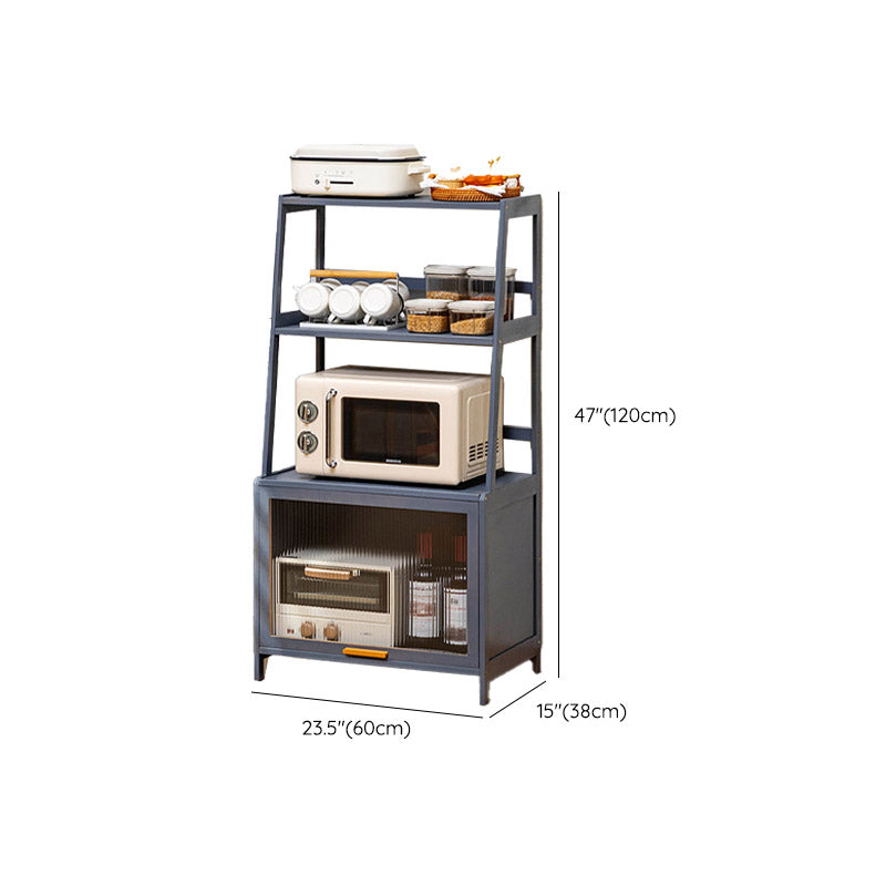 Modern Acrylic Doors Dining Server Gray Wood Server with Open Storage