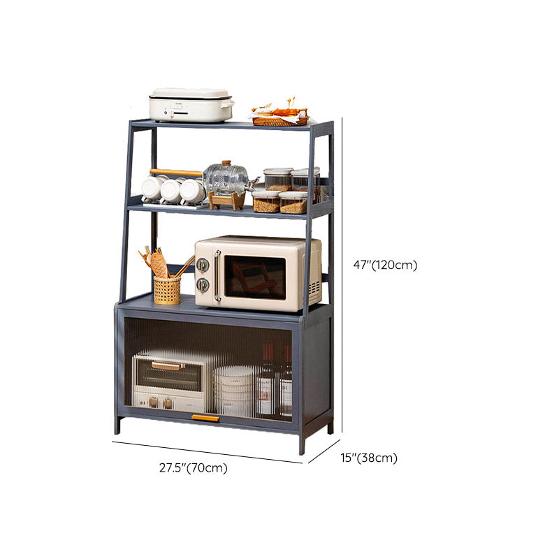 Modern Acrylic Doors Dining Server Gray Wood Server with Open Storage