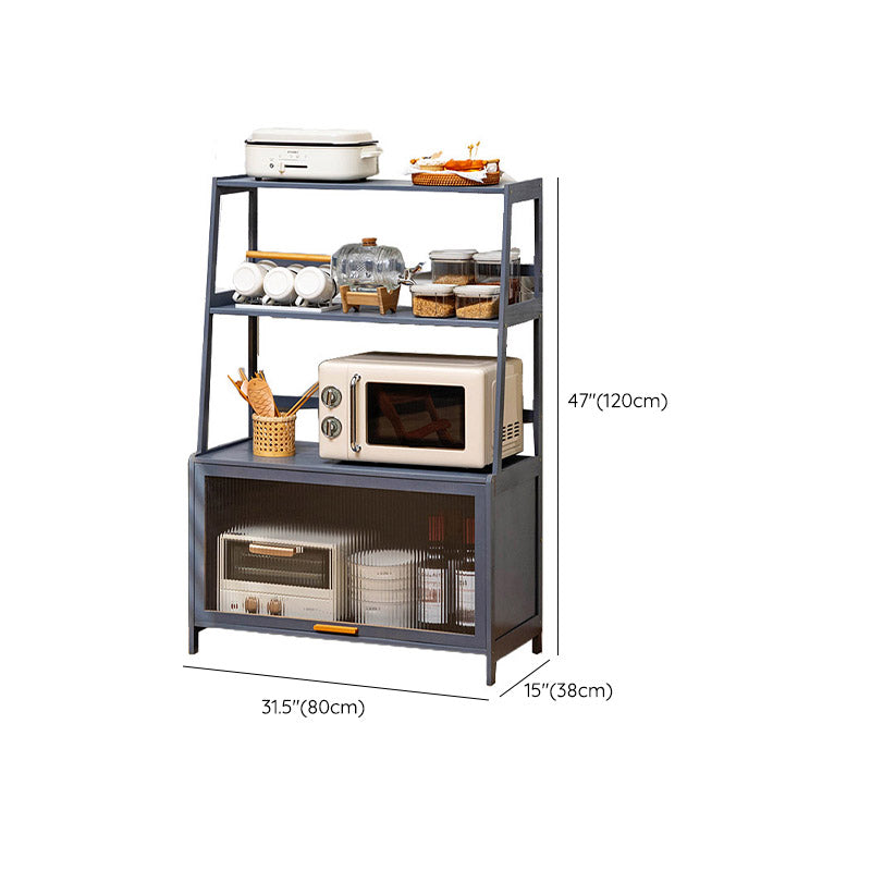 Modern Acrylic Doors Dining Server Gray Wood Server with Open Storage