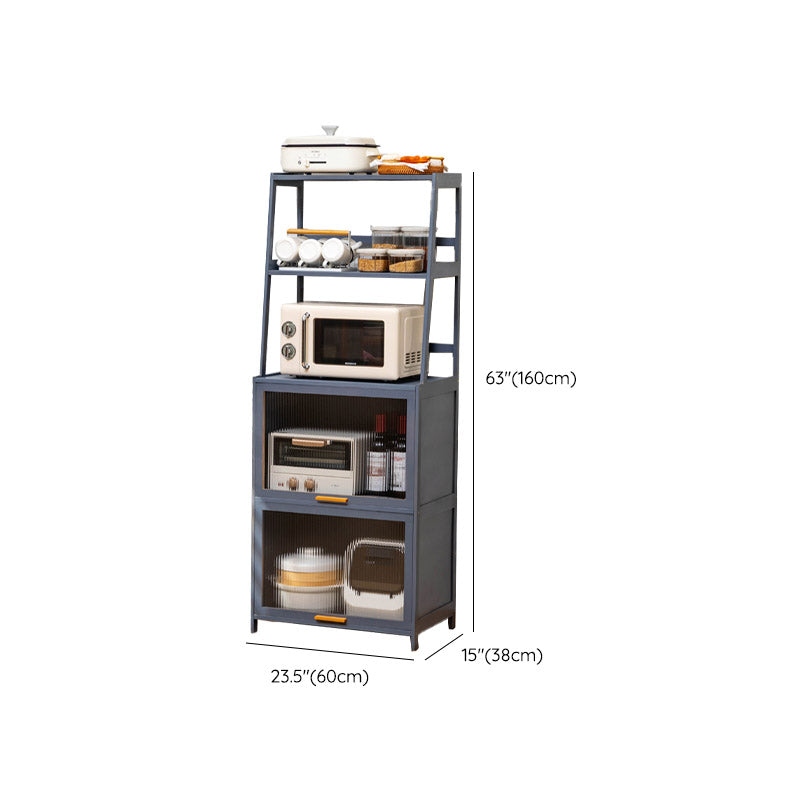 Modern Acrylic Doors Dining Server Gray Wood Server with Open Storage