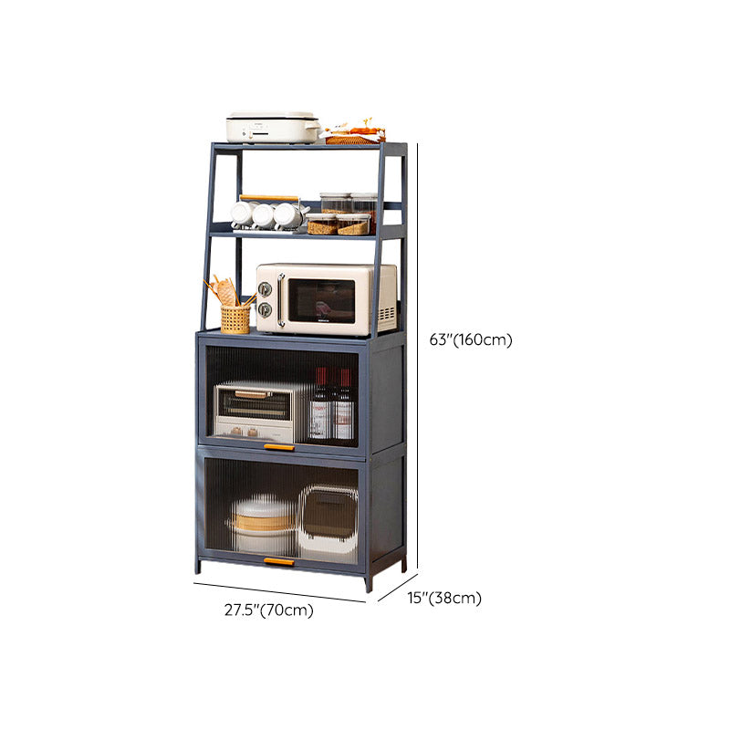 Modern Acrylic Doors Dining Server Gray Wood Server with Open Storage