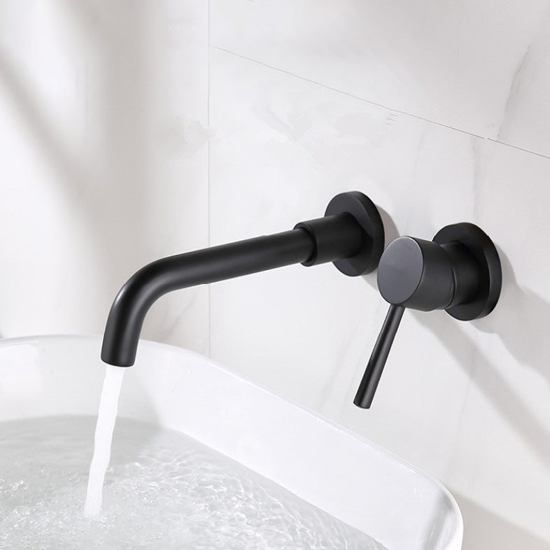 Wall Mounted Bathroom Faucet Swivel Spout Low Arc 2 Hole Faucets