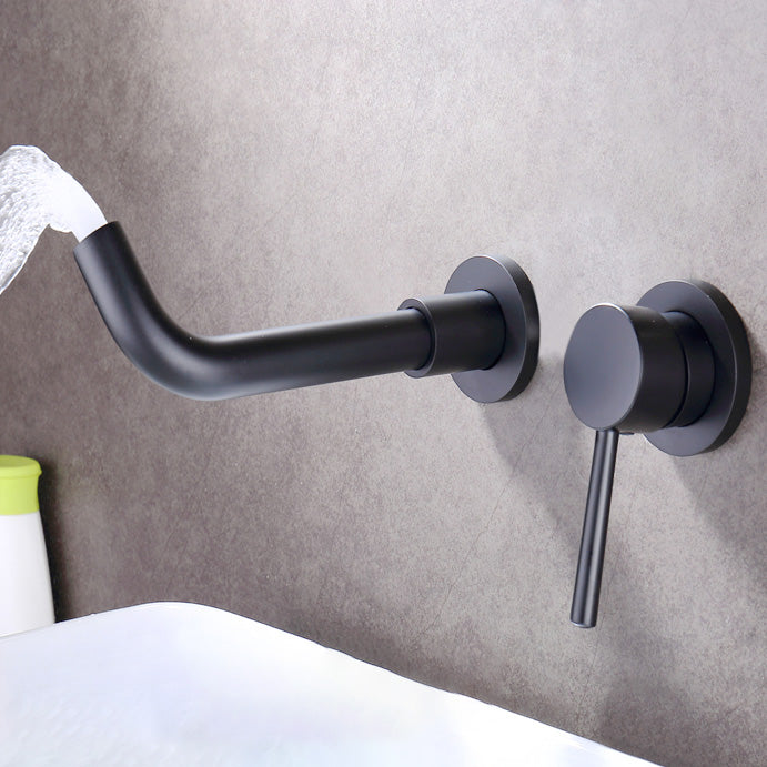 Wall Mounted Bathroom Faucet Swivel Spout Low Arc 2 Hole Faucets