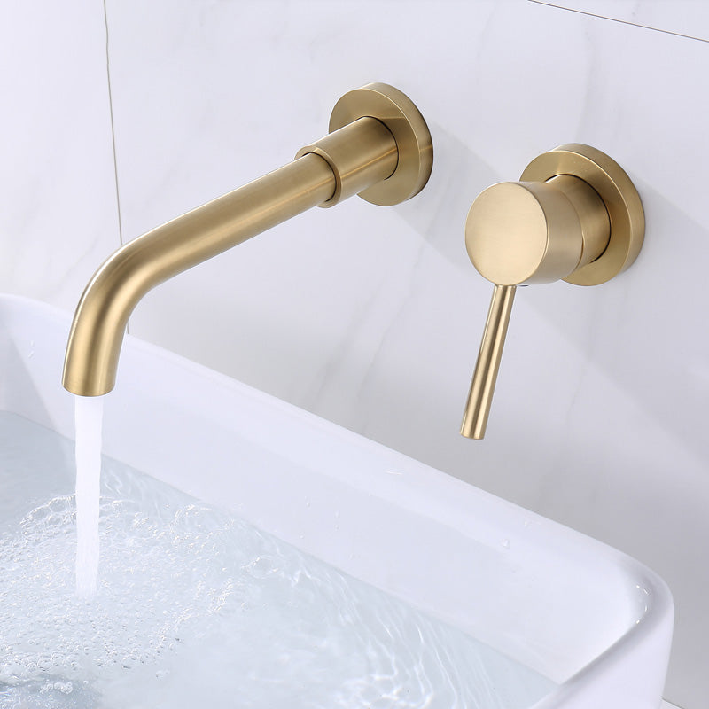 Wall Mounted Bathroom Faucet Swivel Spout Low Arc 2 Hole Faucets