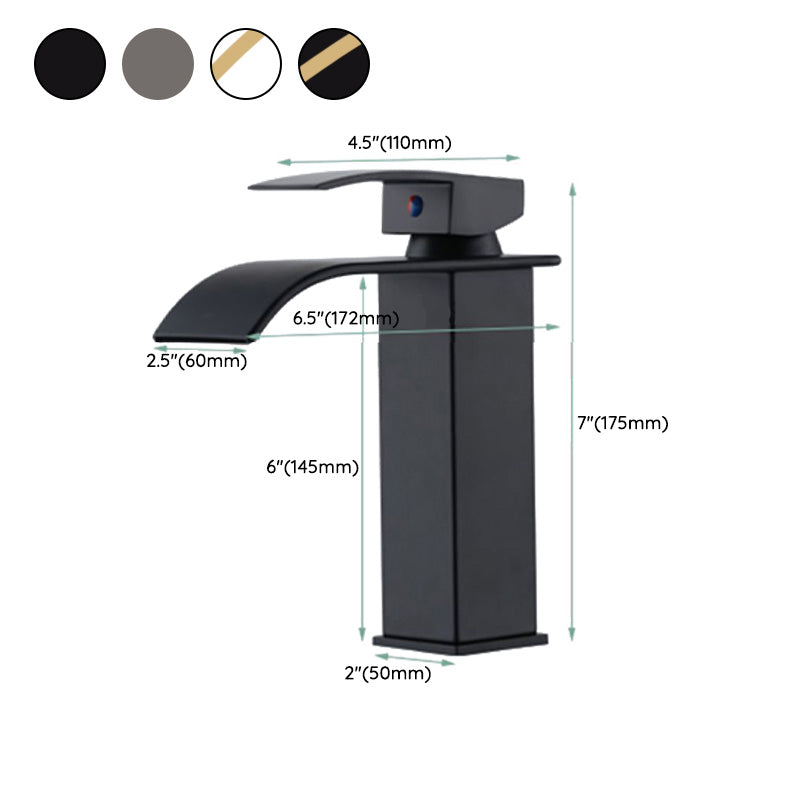 Vanity Sink Faucet Waterfall Spout Single Handle Faucet with LED Light