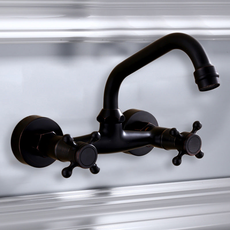 Black Wall Mounted Bathroom Faucet American Classic Widespread Sink Faucet