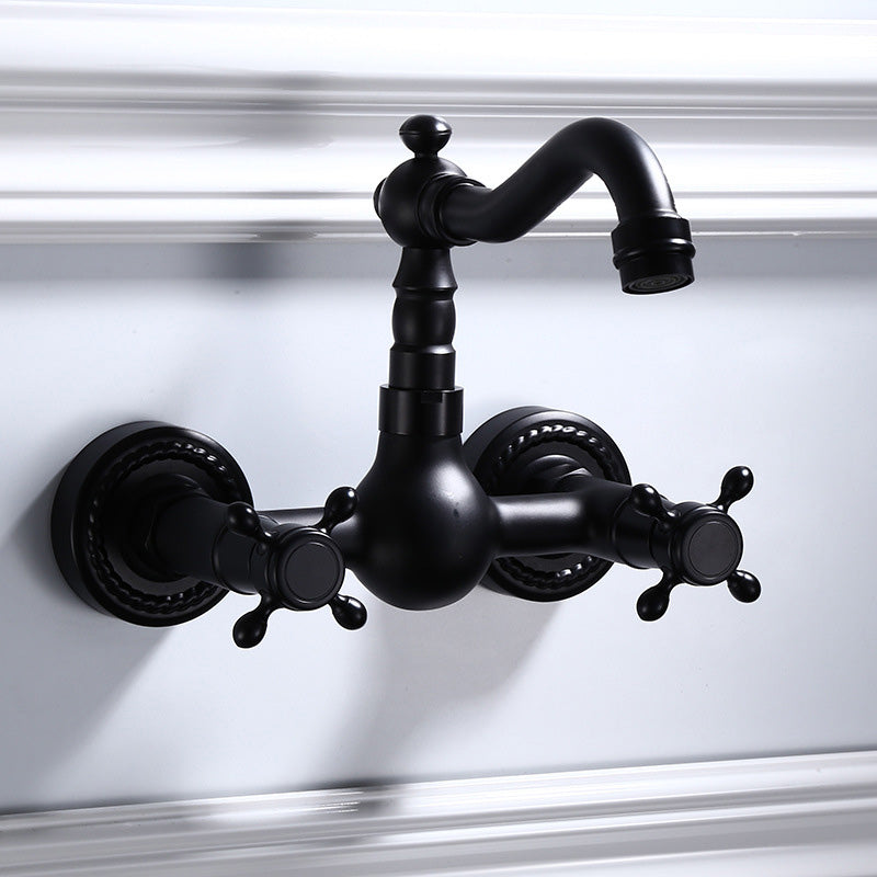 Black Wall Mounted Bathroom Faucet American Classic Widespread Sink Faucet