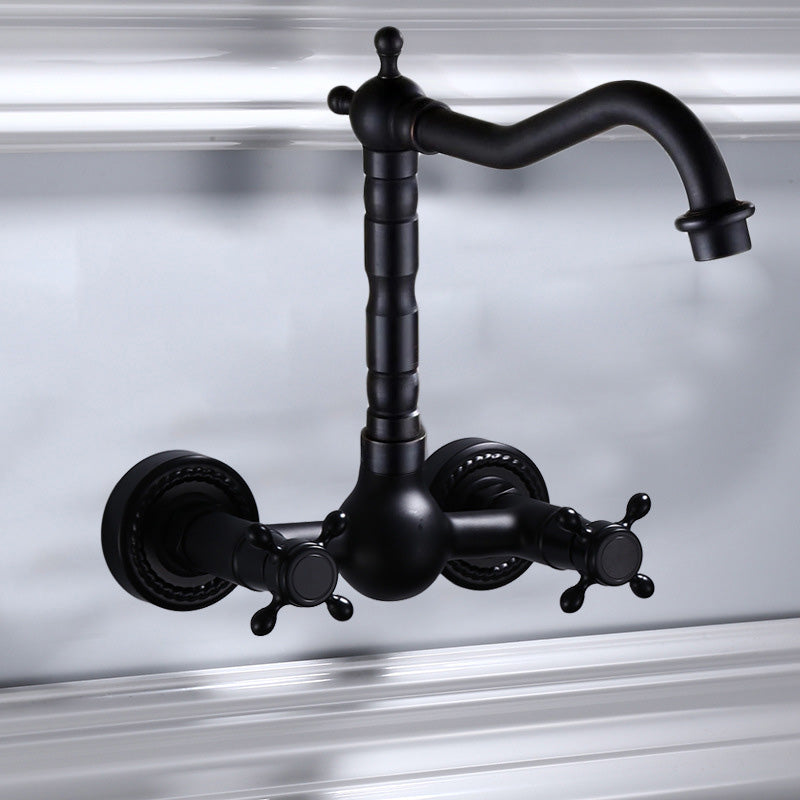 Black Wall Mounted Bathroom Faucet American Classic Widespread Sink Faucet