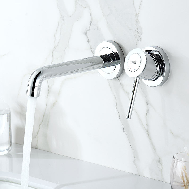 Wall Mounted Bathroom Faucet Single-handle Low Arc Chrome Faucet