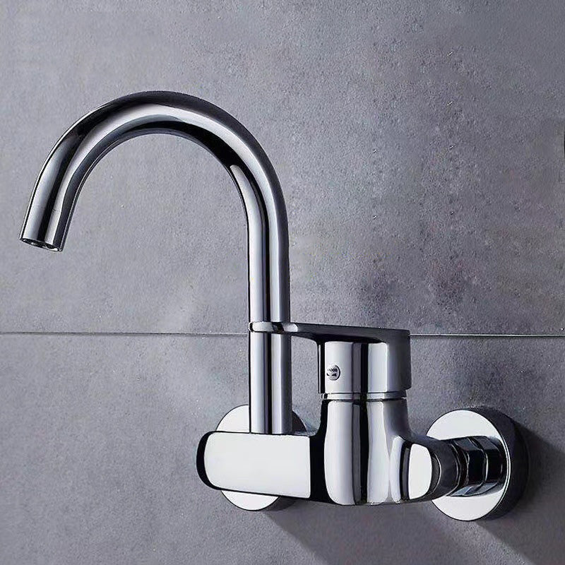 Modern Metal Wall-mounted Kitchen Faucet One Handle High Arch Water Filler