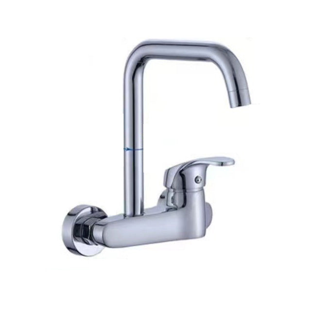 Modern Metal Wall-mounted Kitchen Faucet One Handle High Arch Water Filler