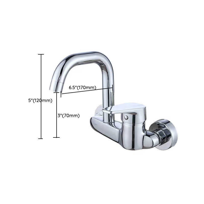 Modern Metal Wall-mounted Kitchen Faucet One Handle High Arch Water Filler