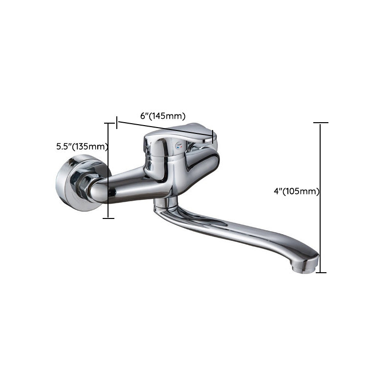 Contemporary Single Handle Kitchen Faucet Wall Mounted 1-Hold Bar Faucet with No Sensor