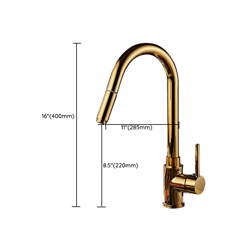 Single Hole Kitchen Faucet Metal Pull down Sprayer Kitchen Faucet with Lever Handle