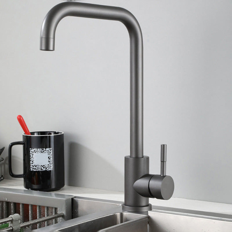 Modern Spray Kitchen Faucet Stainless Steel Swivel Spout Bridge Faucet