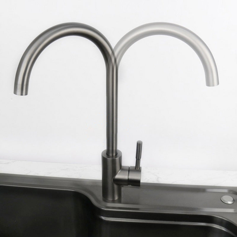 Modern Spray Kitchen Faucet Stainless Steel Swivel Spout Bridge Faucet