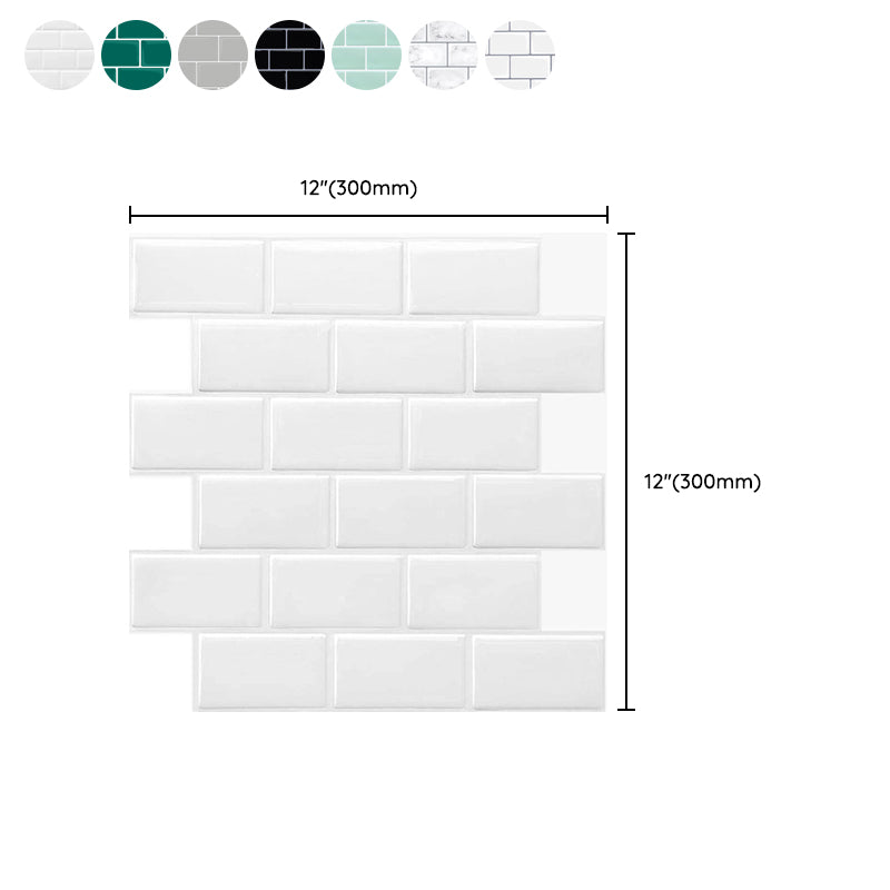 Plastic Peel & Stick Subway Tile Square Peel and Stick Backsplash Wall Tile