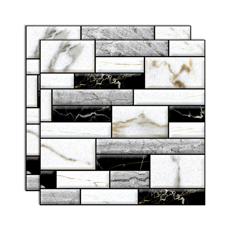 Plastic Peel and Stick Tiles 3D Square Waterproof Peel and Stick Tiles