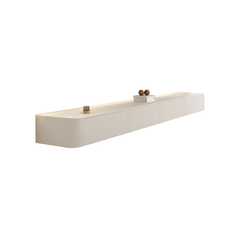 Contemporary Media Console Floating Faux Wood White TV Console