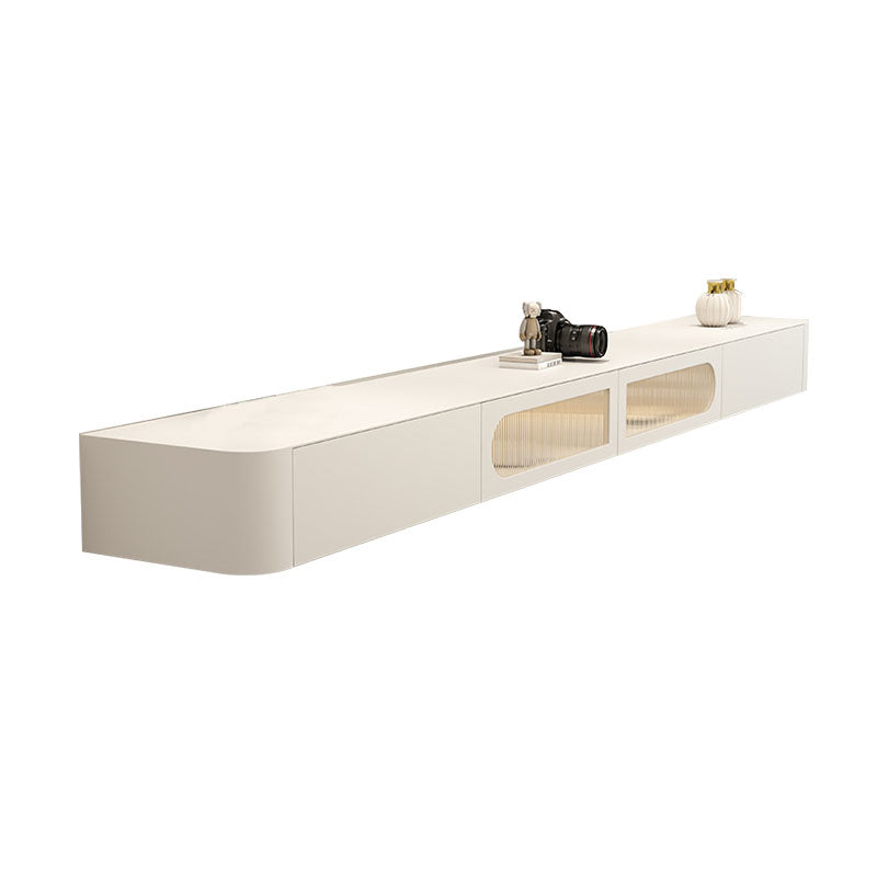 Contemporary Media Console Floating Faux Wood White TV Console