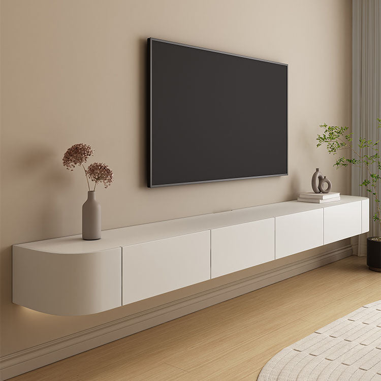 Engineered Wood Media Console Modern Floating White TV Console